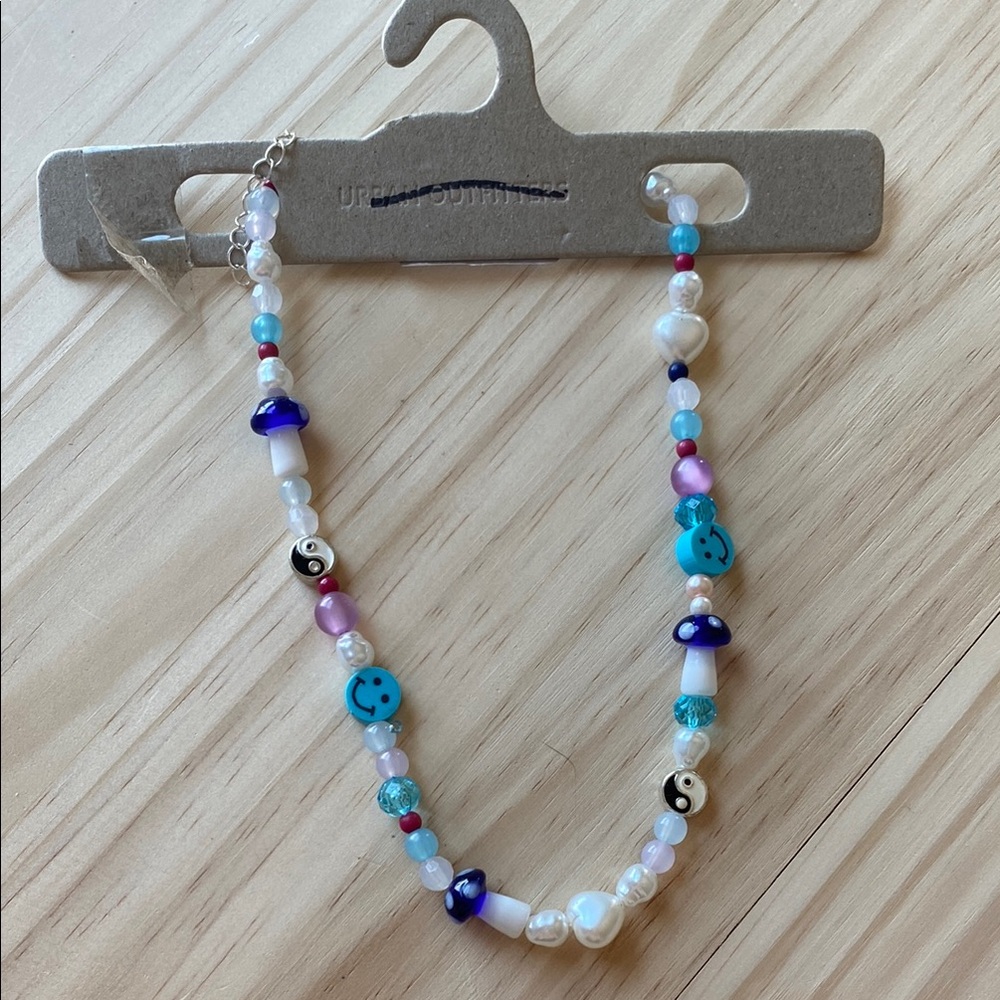 Colorful Beaded Necklace with Smiley Faces